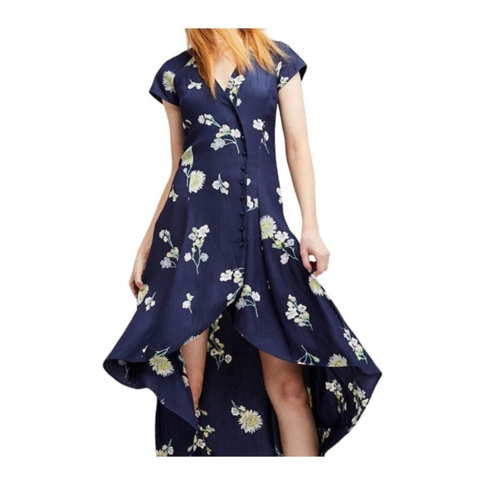 Free People Women's Navy Blue Lost In You Floral Midi Dress Size Small